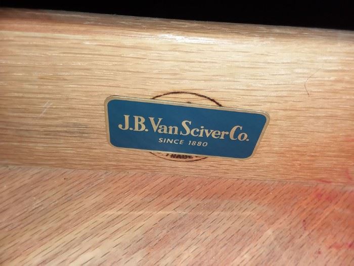J.B. VanSciver Furniture Label from Inside Corner Cabinet