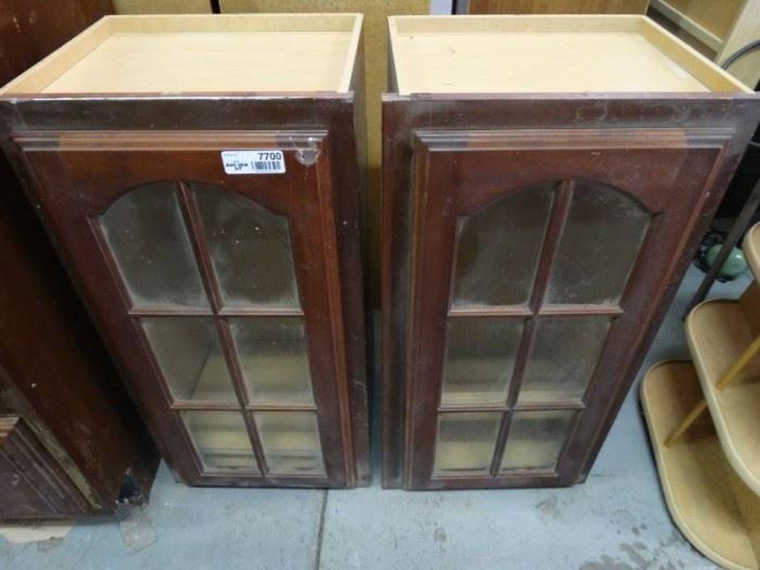 2 wall cabinets w glass