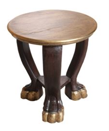 $125.00 - Accent Table Medium Stain with Brass Clad Accents: 18" round 18" high