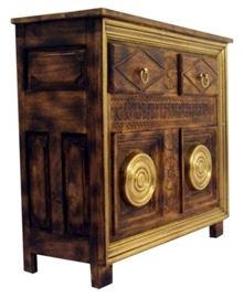 $199.50 - Chest Burnt Wax Finish with Brass Clad Accents: 35" wide 14" deep 32" high
