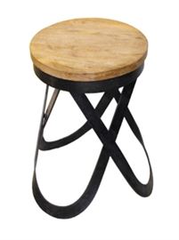 $62.50 - Accent Table Natural Iron with Solid Mango: 17" round 19" high