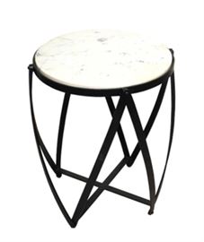 $74.50 - Accent Table Natural Iron with White Marble Top: 20" round 24" high