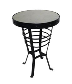 $75.00 - Accent Table Iron with Stone Top: 20" round 24.5" high