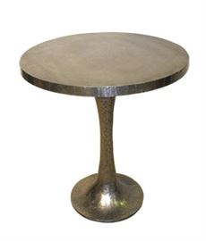 $74.50- Accent Table in Silver Foil: 19.5" round 21" high