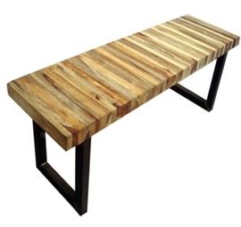 $125.00- Cocktail Bench Solid Mango with Strip Steel Legs: 58" wide 17" deep 20" high