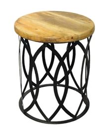 $74.50- Accent Table in Mango and Natural Iron: 17" round 19" high