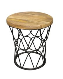 $74.50 - Accent Table in Natural Iron with Mango Top: 17" round 18" high