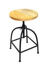 $39.50 - Adjustable Stool in Natural Iron and Solid Mango: 14" round 17-24" high
