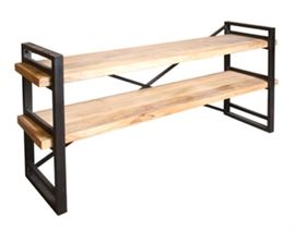 $199.50 - Entertainment Console in Natural Iron with Mango Shelves: 70" wide 17" deep 32" high