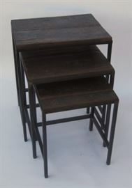 $149.50 Nest of Tables Natural Iron with Reclaimed Distressed Tops: 22" wide 16" deep 24" high overall