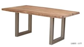 $599.50 Solid Acacia Organic Dining Table in Natural Finish with Nickel Plated Legs: 80" wide 38" deep 30.5" high