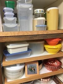 Lots of Tupperware and useful storage containers.