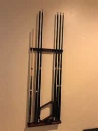 Pool cues and holder