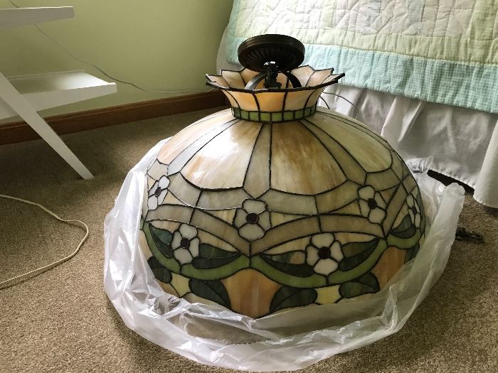This is an extra large stained glass lamp shade