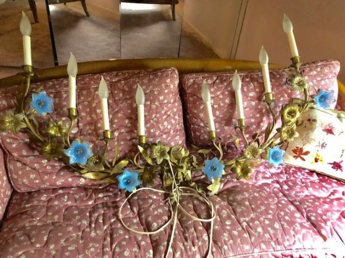 Floral & Brass Wall Sconce 