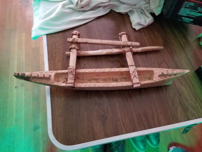 Polynesian outrigger in wood 1950's