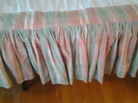 Queen(taffeta) bed skirt--(light green and peach). $125