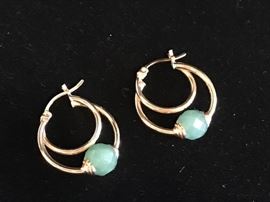 Deals-of-the-Day: Gold with jade bead earrings, reg $495 now 75% OFF!