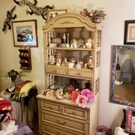 French Provincial bedroom set and a pig collection