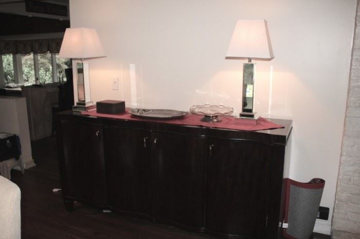 Credenza, and Pair of Lamps