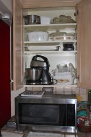 Microwave, Kitchenaide Mixer and Casseroles
