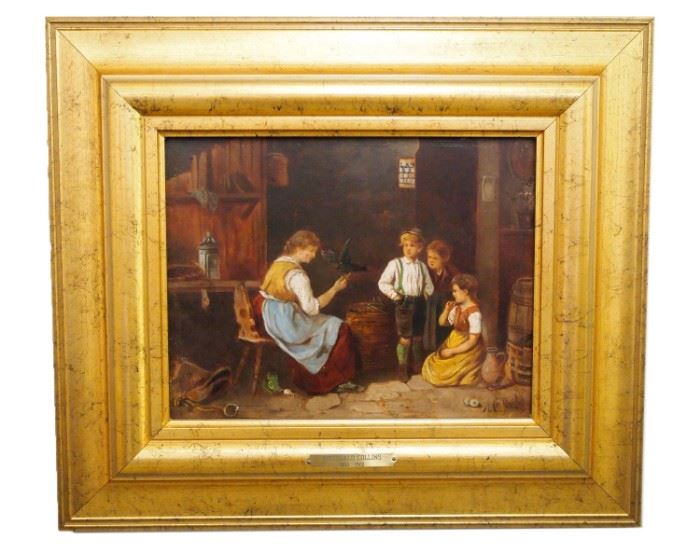 Archibald Collins (1853-1922) Interior Scene  - Oil on Board