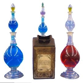 Late 19th century Pharmacy "Show" Bottles, Whitings Sculptoscope One Cent Stereo Card Viewer