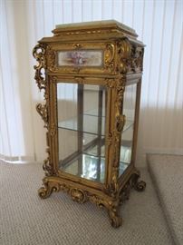 giltwood vitrine with Sevres tile inset