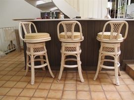 Vintage rattan swivel barstools