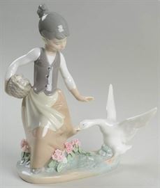 Lladro Girl with Aggressive Goose