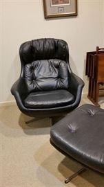 Modern leather chair and ottoman