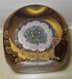 paperweight amber Murano
