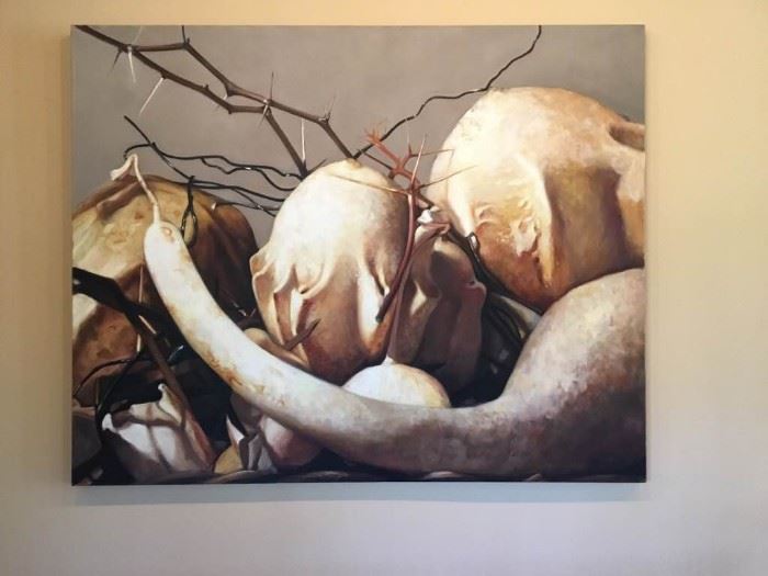 Original Painting on Canvas Gourds, Thorns