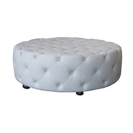 linen tufted ottoman