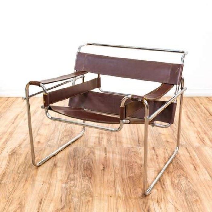 MARCEL BREUER STYLE LEATHER WASSILY ARMCHAIR