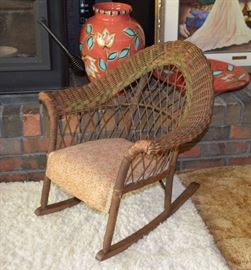 vintage wicker child's rocker