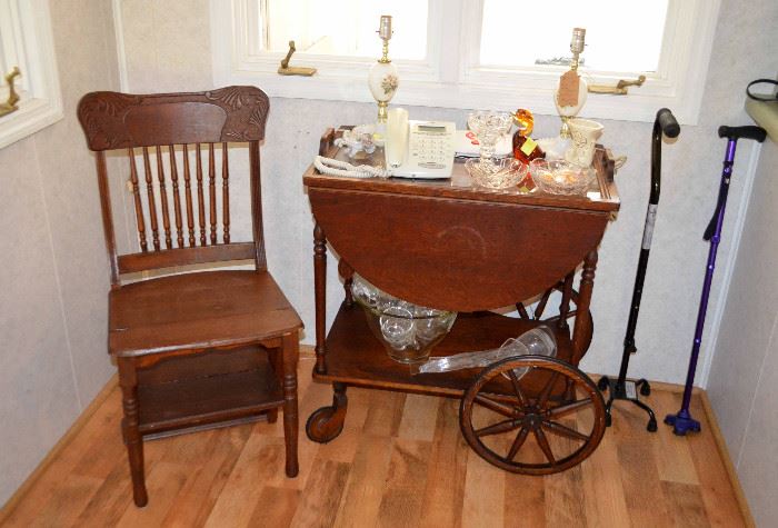 folding step-stool chair & teacart