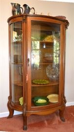claw-foot oak curved glass china cabinet