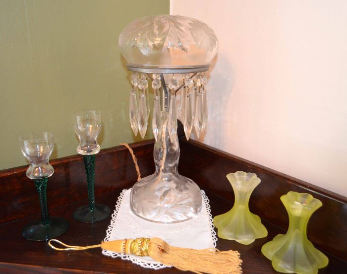 cut-glass crystal boudoir lamp
