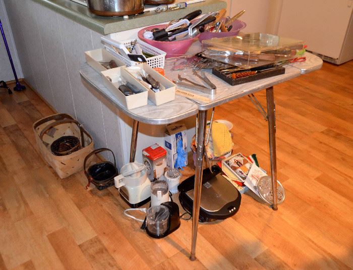 mid-century drop-leaf chrome table