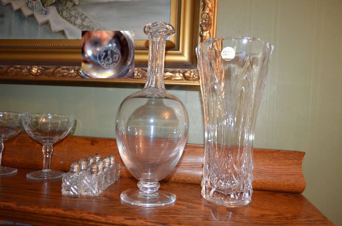 selection of crystal including a Baccarat decanter