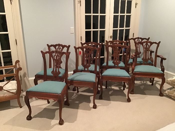 SET OF 8 CHIPPENDALE DINING ROOM CHAIRS