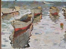 "Lonely Boats", oil on Canvas, by Ukrainian artist K. Lizogoob