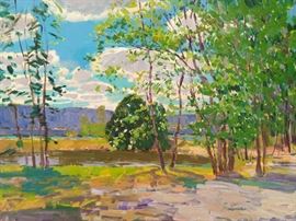Forrest, w/Purple Mountain Majesty, Gadsden, AL, Plein Air oil on Canvas, by Russian artist Dmitriy Proshkin.