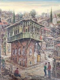 Tbilisi Georgia Village, Original Oil on Canvas, by Russian artist I. Chitadze.