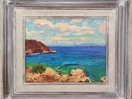Framed Original Oil on Canvas, Mykonos, by Russian Artist Dmitriy Proshkin.