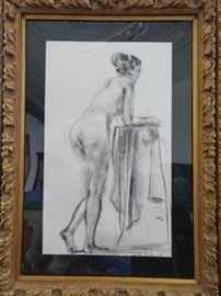 Framed Original Charcoal on Paper, by Listed Russian Artist, Murat Kaboulov.