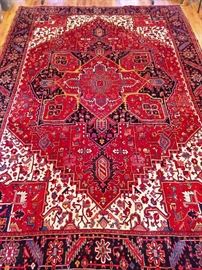 STUNNING vintage Persian Heriz rug, hand woven, 100% wool face, measures 9' 2" x 12' 7".