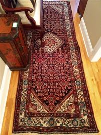Vintage hand woven Persian Malayer Sarouk runner, 100% wool face, measures 3' 6" x 10' 1".