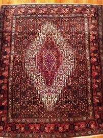 Vintage hand woven Persian Kurdish Bijar rug, 100% wool face, measures 4' x 4' 10".